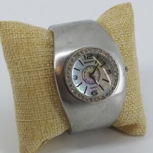Gossip Silver Womens Watch Tone Quartz Wristwatch Cuff Band